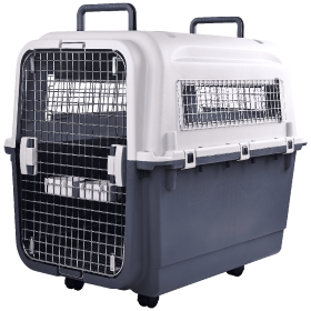 Only Supports Self Pickup  Plastic Dog Kennel, Pet Transport, Rolling Plastic Airline Approved Wire Door Travelling Dog Crate, Small-Medium-Large (size: large)